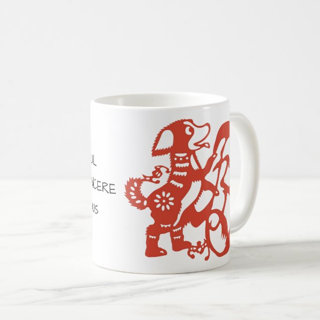 Caneca De Café Cachorro Vermelho Chinês Papercut Personalidade Zo (Frente Esquerda)