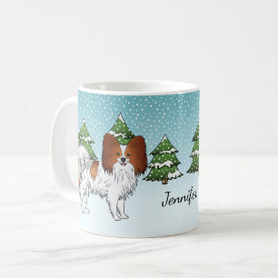 Caneca De Café Cachorro Vermelho E Branco Cachorro Bonito Na Flor