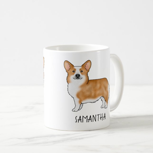 Caneca De Café Cachorro Vermelho Pembroke Welsh Corgi Cugado Com  (Frente Esquerda)
