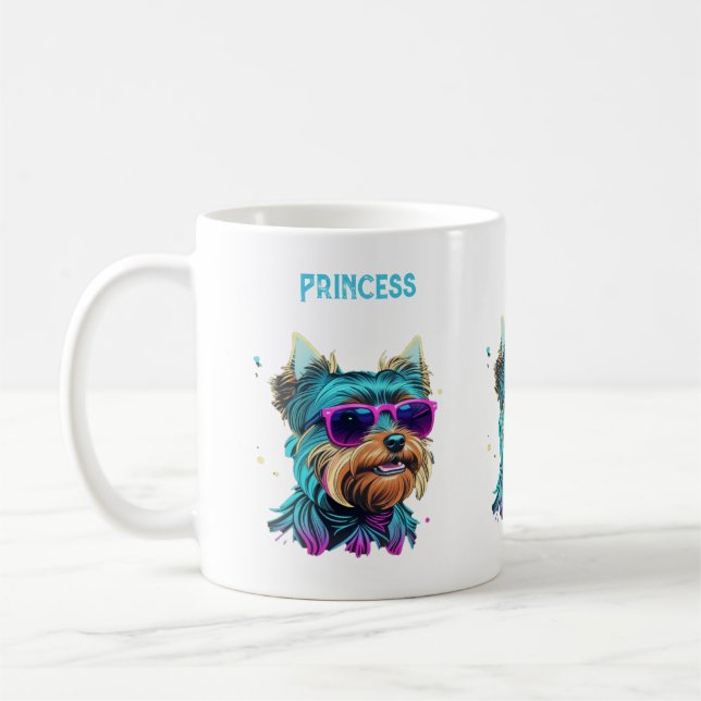 Caneca De Café Cachorro Yorkie legal com óculos escuros (Esquerda)