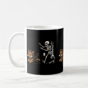 Caneca De Café Cachorro Yorkie Perseguido por Esqueleto de Hallow