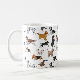 Caneca De Café Cachorros Bonitos Ilustrações Padrão Moldagem d