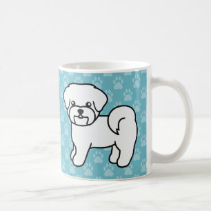 Caneca De Café Cachorros de Cartoon Malteses Brancos