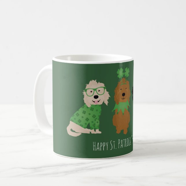 Caneca De Café Cachorros de Goldendoodle de Dia de São Patrício F (Frente Esquerda)