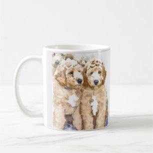 Caneca De Café Cachorros de Goldendoodle tocando fofinho