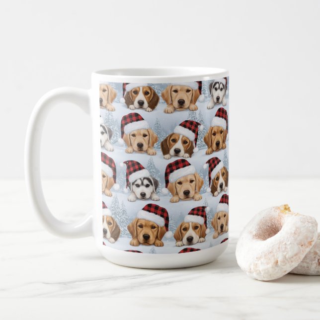 Caneca De Café Cachorros de Natal Fofos (Com Donut)