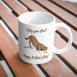 Caneca De Café Cachorros Digging - Dia de os pais Feliz.