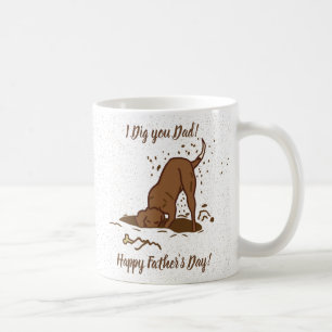 Caneca De Café Cachorros Digging - Dia de os pais Feliz.