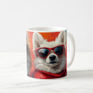 Caneca De Café Cachorros Esquimós Americanos Rosas de Coração Dia