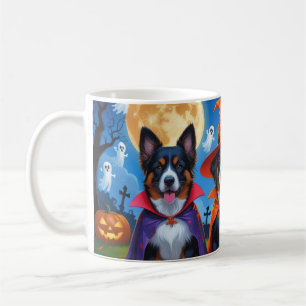 Caneca De Café Cachorros Malinois Belgas Pumpkin Halloween Engraç