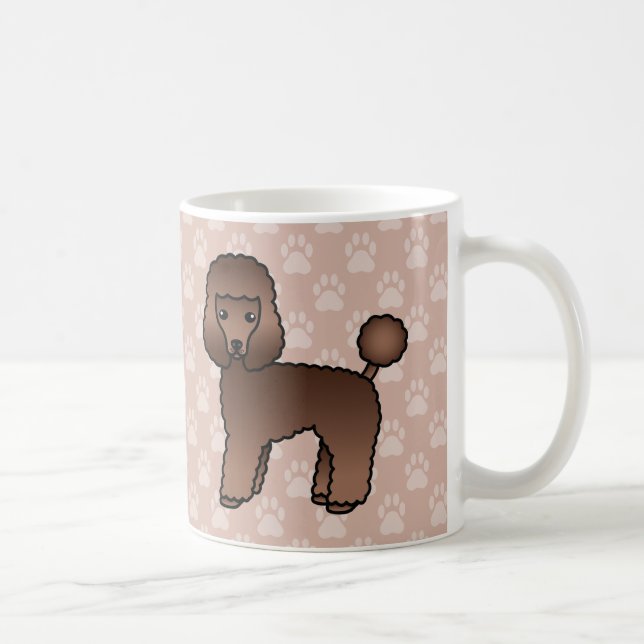 Caneca De Café Cachorros Poodle Brinquedo Marrom Fofo Em Cinza (Direita)