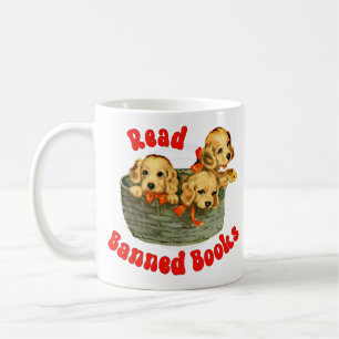 Caneca De Café Cachorros Retrô Fofos - Leia Livros Proibidos