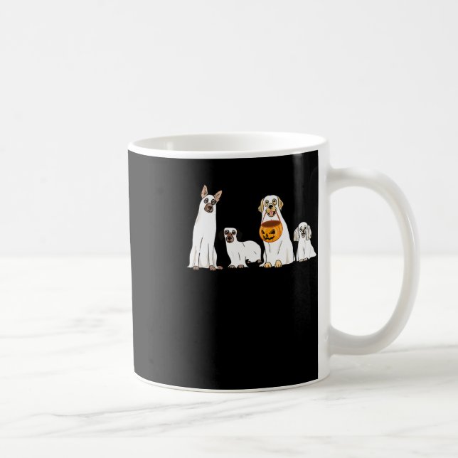 Caneca De Café Cachorros Vestindo Fantasma Diversão Cachorro Home (Direita)