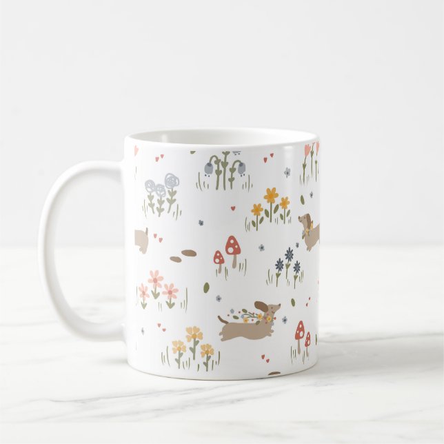 Caneca De Café Cachshund Lover Dog Amadurece Café de Flor Selvage (Esquerda)