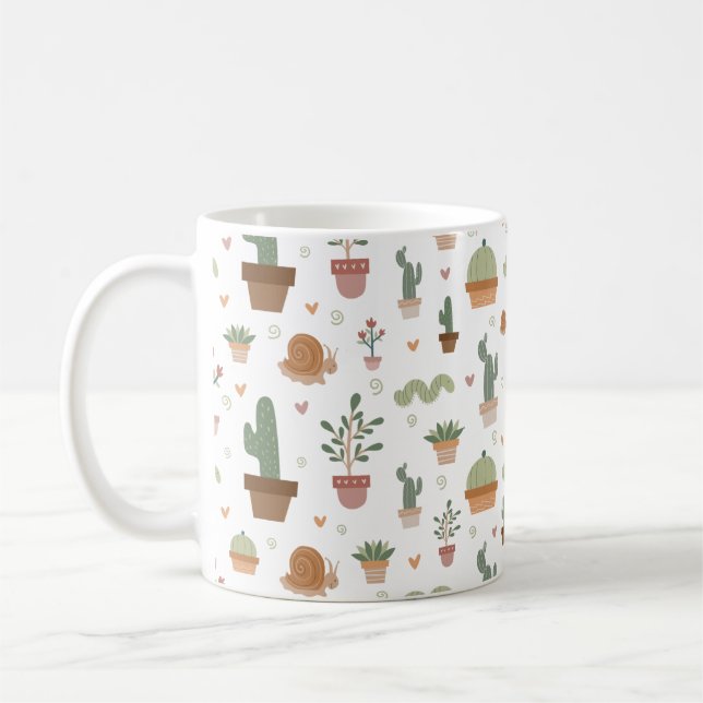 Caneca De Café Cacto cacto cacto e padrão de suculência (Esquerda)