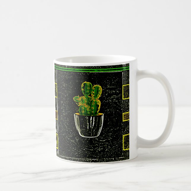 Caneca De Café Cacto desenhado (Direita)