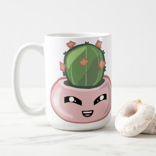 Caneca De Café Cacto Kawai Verde Suculenta Aquarela Planta