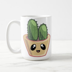 Caneca De Café Cacto Kawai Verde Suculenta Aquarela Planta Cof