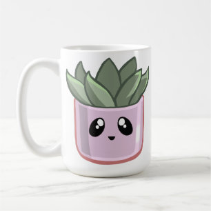 Caneca De Café Cacto KawaiGreen Suculenta Aquarela Planta