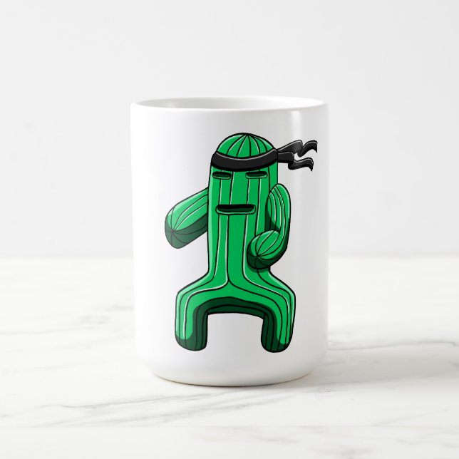 Caneca De Café Cacto Ninja Engraçado Cartoon (Centro)