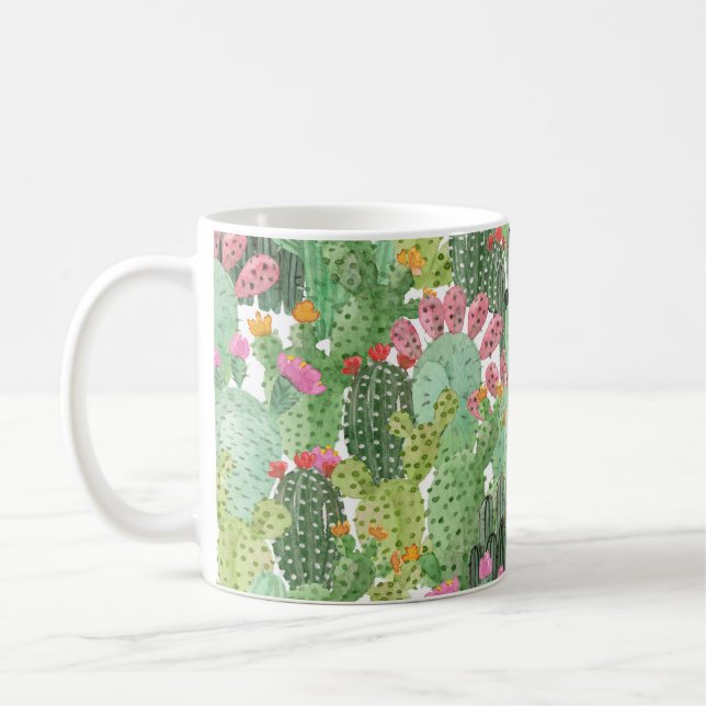 Caneca De Café Cacto Pintado à Mão: Verde Deserto (Esquerda)