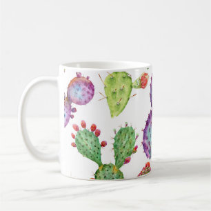 Caneca De Café Cacto Tropical: Padrão sem costura de aquarela