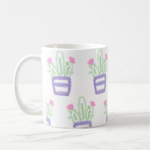 Caneca De Café Cacto verde roxo simples brilho glitter personaliz