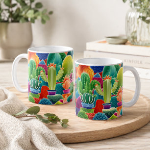 Caneca De Café Cactos de abstrato Potência