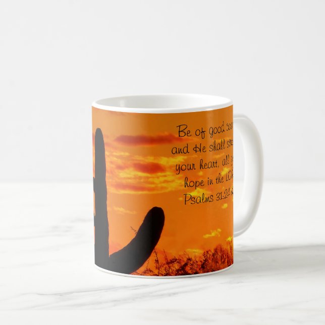 Caneca De Café Cactos De Saguaro arizona Com Sol Laranja Brilhant (Frente Esquerda)