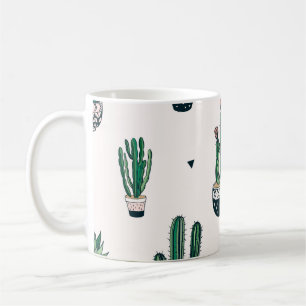 Caneca De Café Cactos Decorativos Suculentes Padrão Invisível