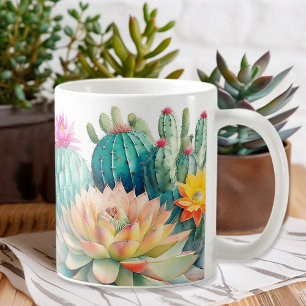 Caneca De Café Cactos E Suculentes