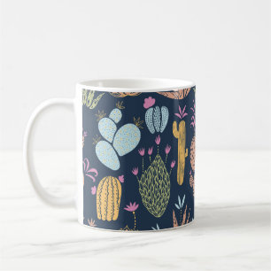 Caneca De Café Cactus Charm: Vintage Floral Colorida