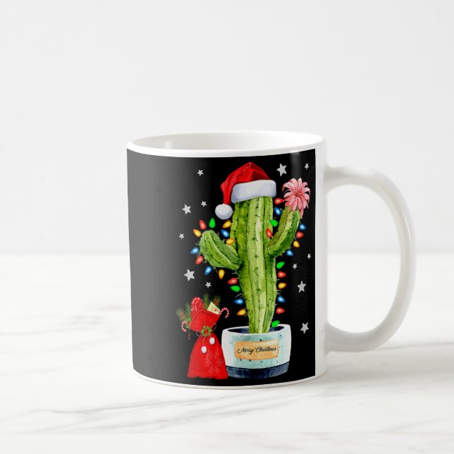 Caneca De Café Cactus Christmas Sweater Lights Santa Xmas Plant L (Direita)