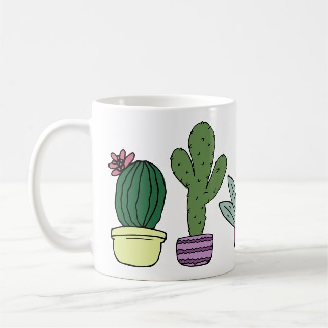 Caneca De Café Cactus Cute Suculentos Plantas Potentes Cactos (Esquerda)