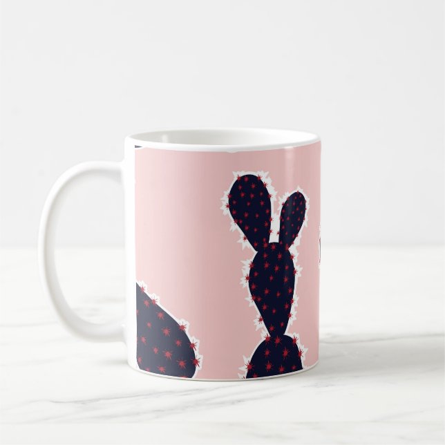 Caneca De Café Cactus Cuteness: Padrões Doces De Pastel (Esquerda)