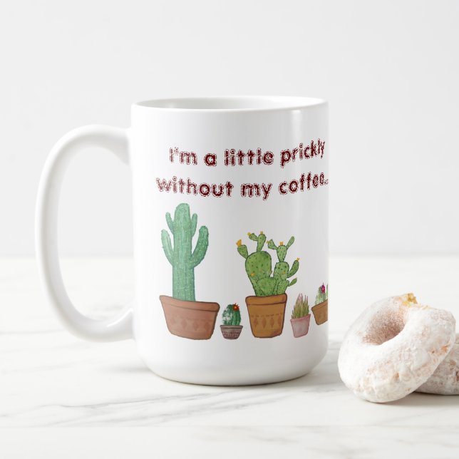 Caneca De Café Cactus De Cana-De-Cama Engraçada E Bonita Sem Minh (Com Donut)