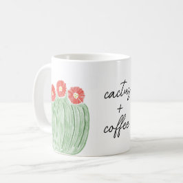 Caneca De Café Cactus De Flor Vermelho Mais Coffee Aquarela
