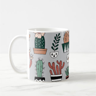 Caneca De Café Cactus De Sangue Bonitos: Padrão Desenhado À Mão