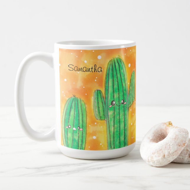 Caneca De Café Cactus do deserto (Com Donut)