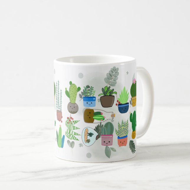 Caneca De Café Cactus e Arte Floral - Inspirado na Natureza Vibra (Frente Esquerda)