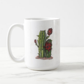 Caneca De Café Cactus em Sangue com Flores Vermelhas 1 Mug de Caf