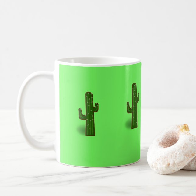 Caneca De Café Cactus em verde-claro (Com Donut)
