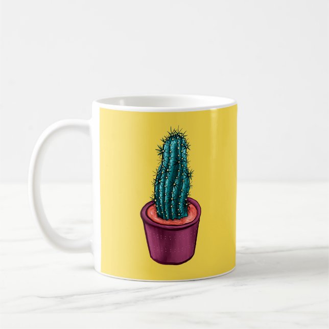 Caneca De Café Cactus Engraçado No Psicodélico Pote Estranho (Esquerda)