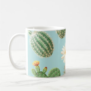 Caneca De Café Cactus, flores cor-de-rosa: decor leve