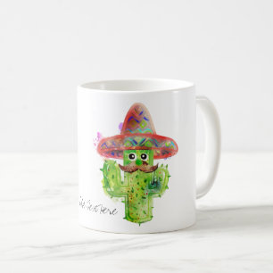 Caneca De Café Cactus Man Mustache Hat Fiesta Adiciona seu própri