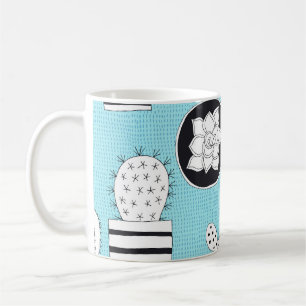 Caneca De Café Cactus, suculento: design sem costura desenhada à