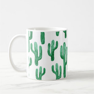 Caneca De Café Cactus watercolor: ilustração desenhada à mão