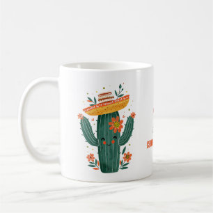 Caneca De Café Cactus Watercolor Mexicano Feliz Cinco de Mayo