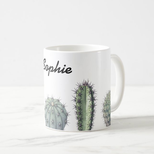 Caneca De Café Cactus watercolor mug (Frente Esquerda)