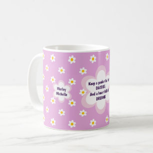 Caneca De Café Cadeia de Margaridas Rosa Clássico